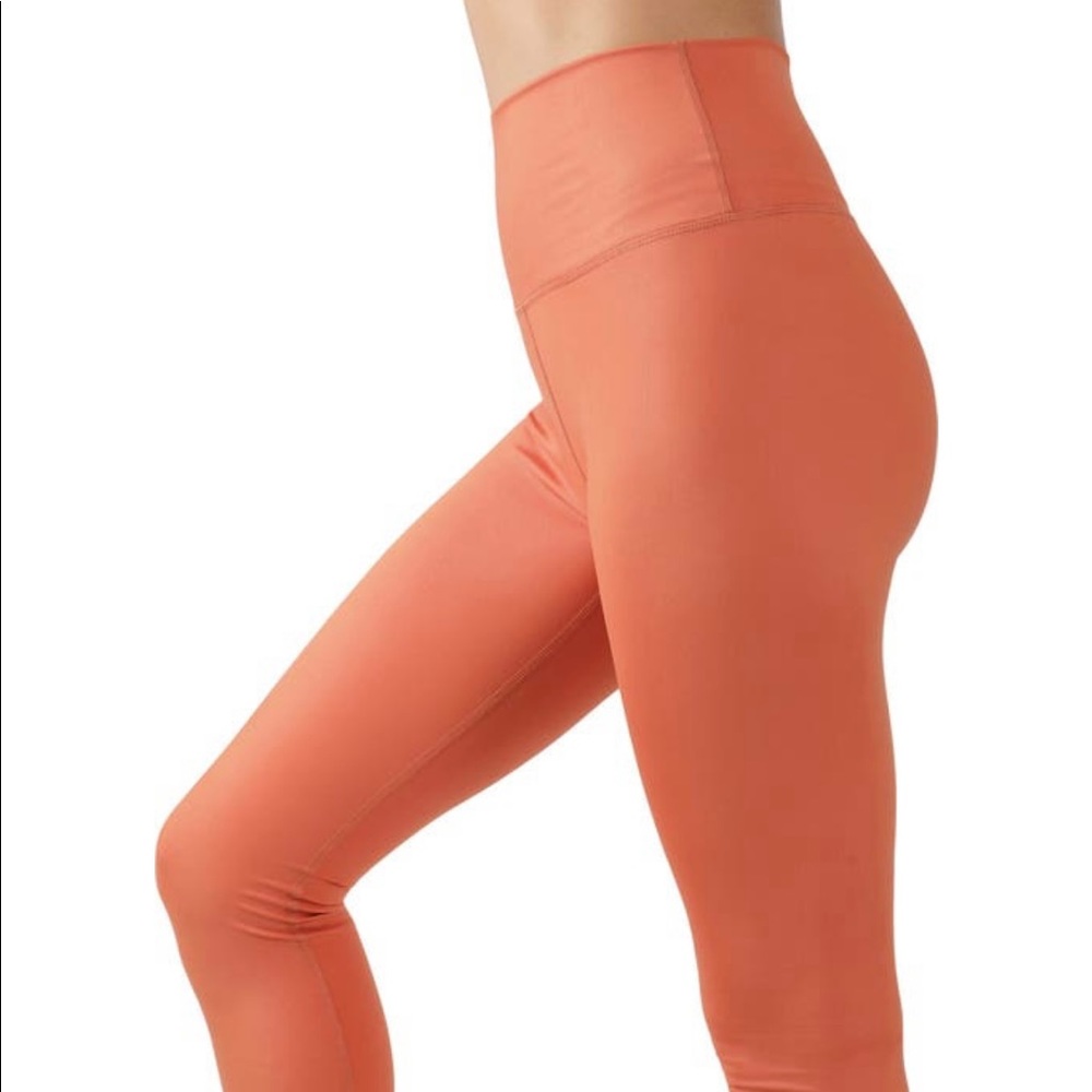 Pink amethyst shiny rib high rise leggings